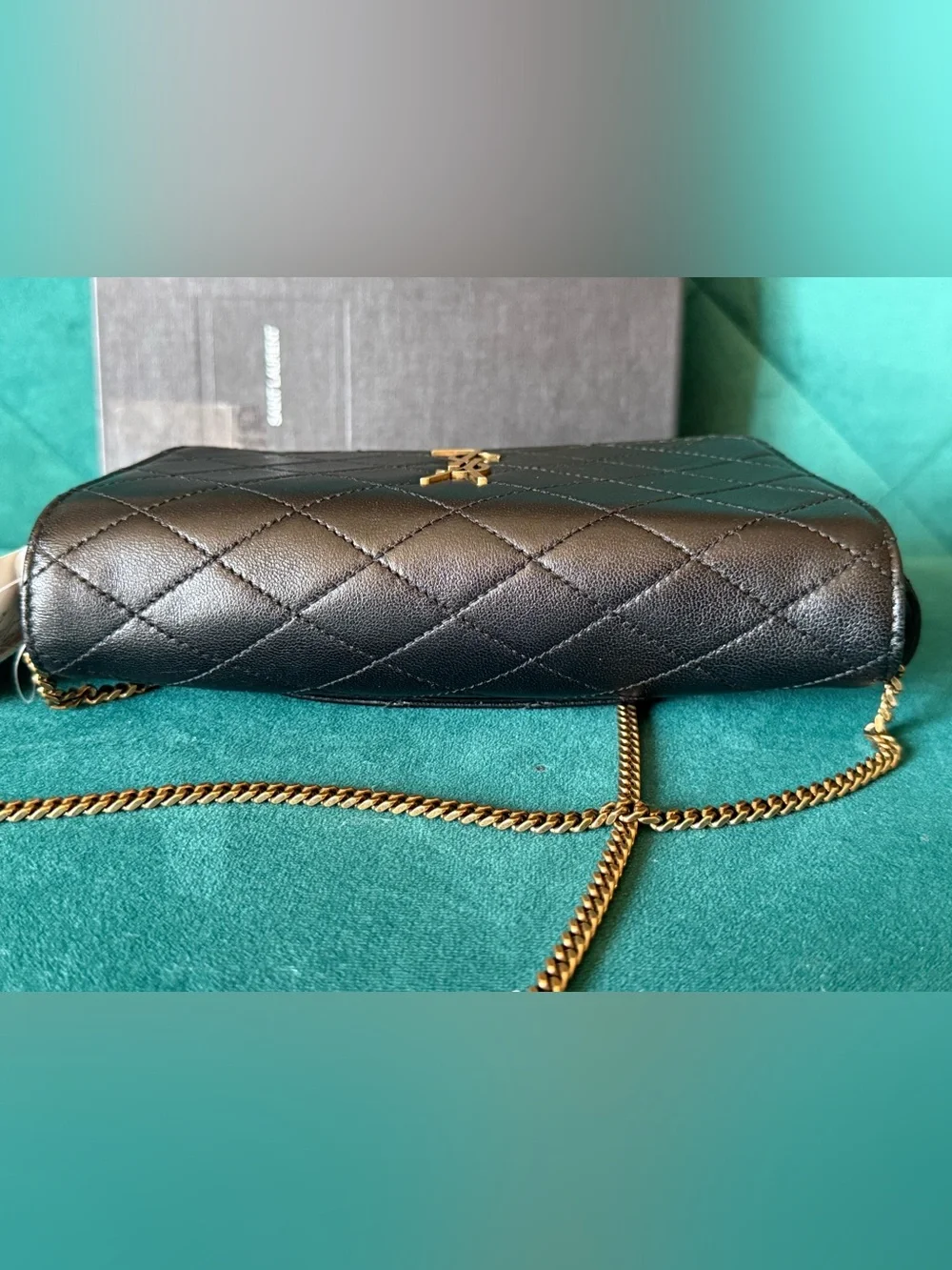 Yves Saint Laurent Black Quilted Leather Chain Wallet